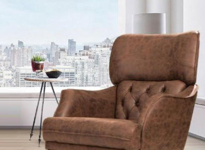 Luxus Sessel Ohrensessel Leder Braun Wohnzimmer Polyester Einsitzer